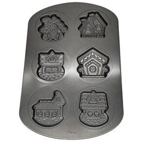 Wilton Christmas Gingerbread Village Houses Non-Sitck Cookie Pan Mold